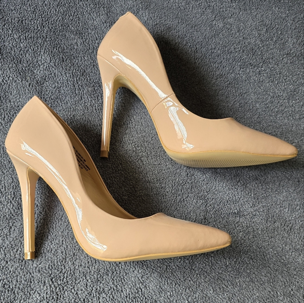 Elegant Nude Patent Leather Heels